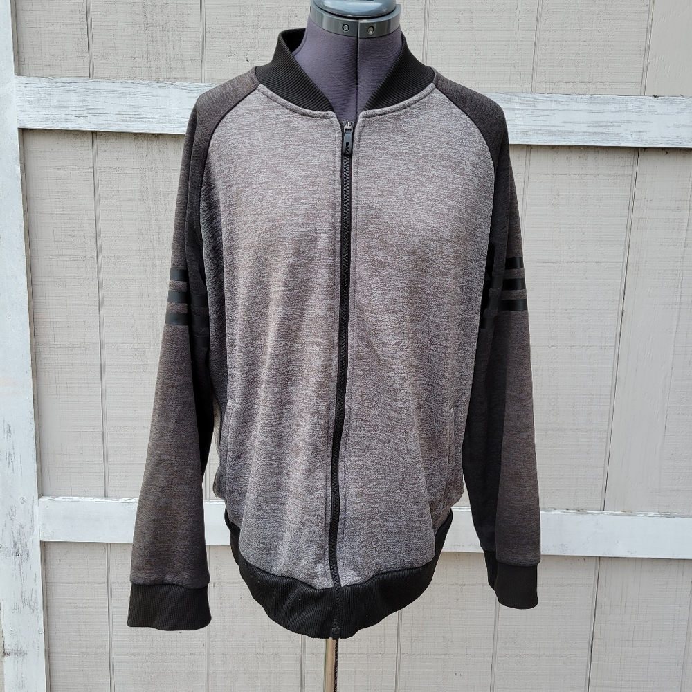 Adidas Youth Boys Gray Three Stripes Full Zip Climawarm Sweatshirt Jacket XL